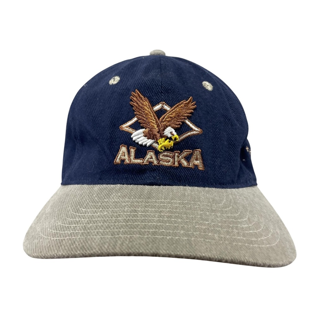 VTG Arctic Circle Enterprises Alaska Hat Cap Strap Back One Size Mens Blue Eagle